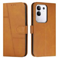 Per vivo Y29 4G Custodia per telefono in pelle con fibbia e cuciture in vitello (giallo)