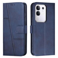 Per vivo Y29 4G Custodia per telefono in pelle con fibbia e cuciture in vitello (blu)