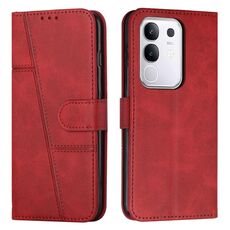 Per vivo Y29 4G Custodia per telefono in pelle con fibbia e cuciture in vitello (rosso)