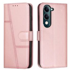 Per vivo Y29s 5G / Y04 4G Custodia per telefono in pelle con fibbia e texture in vitello con cuciture (rosa)