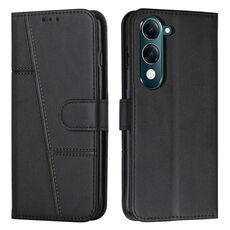 Per vivo Y29s 5G / Y04 4G Custodia per telefono in pelle con fibbia e texture in vitello con cuciture (nero)
