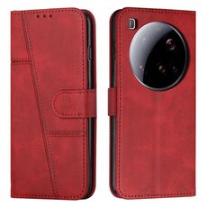 Per Xiaomi 15 Ultra Custodia per telefono in pelle con fibbia con texture in vitello con cuciture (rosso)