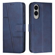 Per Samsung Galaxy S25 Edge 5G Custodia per telefono in pelle con fibbia e cuciture in vitello (blu)