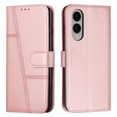 Per Samsung Galaxy S25 Edge 5G Custodia per telefono in pelle con fibbia e cuciture in vitello (oro rosa)
