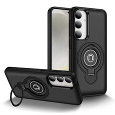 Per Samsung Galaxy S24 5G Custodia magnetica con supporto ad anello (nero)