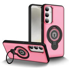 Custodia magnetica con supporto ad anello per Samsung Galaxy S24 5G (rosa brillante)