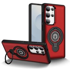 Custodia magnetica con supporto ad anello per Samsung Galaxy S25 Ultra 5G (rossa)