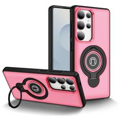 Custodia magnetica con supporto ad anello per Samsung Galaxy S25 Ultra 5G (rosa brillante)