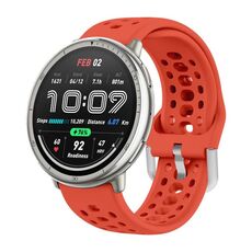 Per Amazfit Active 2 Cinturino sportivo in silicone con fibbia argentata (rosso)