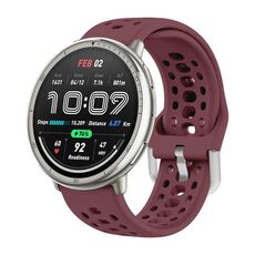 Per Amazfit Active 2 Cinturino sportivo in silicone con fibbia argentata (rosso vino)