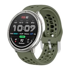 Per Amazfit Active 2 Cinturino sportivo in silicone con fibbia argentata (verde militare)