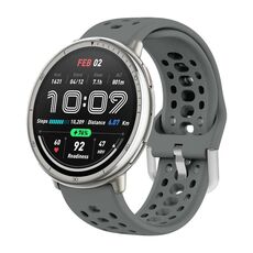 Per Amazfit Active 2 Cinturino Sportivo in Silicone con Fibbia Argentata (Grigio Siderale)