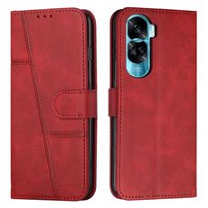 Per Honor 90 Lite / X50i 5G Custodia per telefono in pelle con fibbia e cuciture in vitello (rosso)
