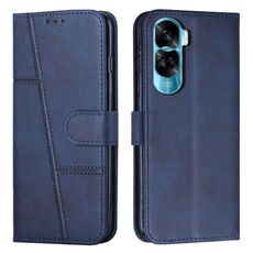 Per Honor 90 Lite / X50i 5G Custodia per telefono in pelle con fibbia e cuciture in vitello (blu)