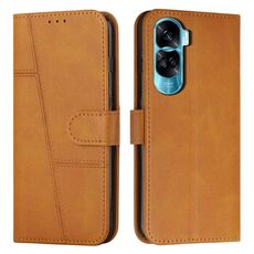 Per Honor 90 Lite / X50i 5G Custodia per telefono in pelle con fibbia e texture in vitello con cuciture (giallo)