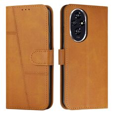 Custodia per telefono in pelle con fibbia e cuciture in vitello per Honor 200 Pro (giallo)