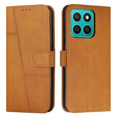 Custodia per telefono in pelle con fibbia e cuciture in vitello per Honor X8c 4G (giallo)