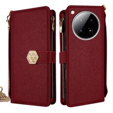 Per Infinix Zero 40 4G Custodia a tracolla in pelle con texture incrociata (rossa)