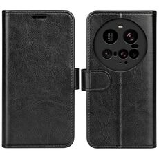 Custodia per telefono in pelle con flip orizzontale per Xiaomi 15 Ultra R64 (nera)