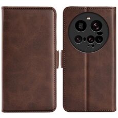 Custodia in pelle con chiusura magnetica orizzontale a doppio lato per Xiaomi 15 Ultra (marrone)