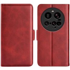 Custodia in pelle con chiusura magnetica orizzontale a doppio lato per Xiaomi 15 Ultra (rossa)