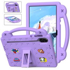 Per Honor Pad X9a Maniglia Cavalletto Bambini EVA Antiurto Custodia per Tablet (Viola Chiaro)