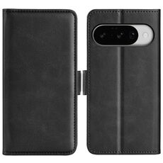 Custodia in pelle con chiusura magnetica orizzontale a doppio lato per Google Pixel 10/10 Pro (nera)