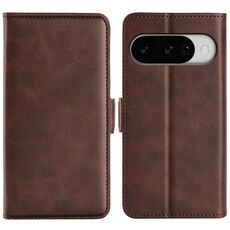 Custodia in pelle con chiusura magnetica orizzontale a doppio lato per Google Pixel 10/10 Pro (marrone)