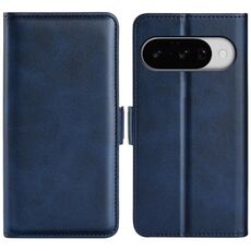 Custodia in pelle con chiusura magnetica orizzontale a doppio lato per Google Pixel 10/10 Pro (blu scuro)