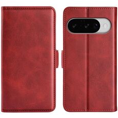 Custodia in pelle con chiusura magnetica orizzontale a doppio lato per Google Pixel 10/10 Pro (rossa)
