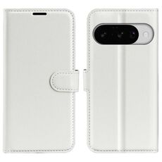 Custodia per telefono con flip orizzontale in pelle con texture litchi per Google Pixel 10/10 Pro e supporto (bianca)
