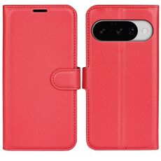 Custodia per telefono con flip orizzontale in pelle con texture litchi per Google Pixel 10/10 Pro e supporto (rosso)