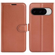 Custodia per telefono in pelle con flip orizzontale e texture Litchi per Google Pixel 10/10 Pro con supporto (marrone)
