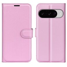 Custodia per telefono in pelle con flip orizzontale e texture Litchi per Google Pixel 10/10 Pro con supporto (rosa)