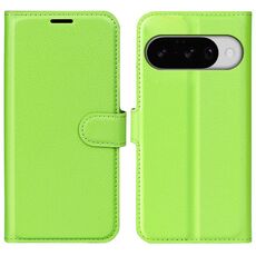 Custodia per telefono con flip orizzontale in pelle con texture litchi per Google Pixel 10/10 Pro e supporto (verde)