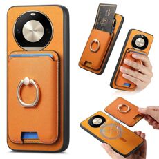 Per Honor X50 Pro 5G Retro Cross Leather Ring Vertical Insert Card Bag MagSafe Custodia per telefono (giallo)