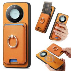 Per Honor X60 5G Retro Cross Leather Ring Vertical Insert Card Bag MagSafe Custodia per telefono (giallo)