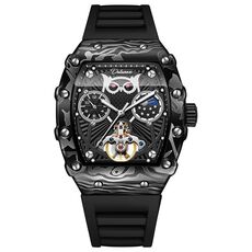 Orologio meccanico automatico luminoso a forma di barile impermeabile Dulunwe 6039C 30m (nero)