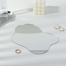 Vassoio riflettente con specchio acrilico di forma irregolare da 22x17 cm, per esporre gioielli, accessori per foto, sfondo fotografico, decorazione