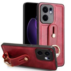 Per OPPO Reno13 F 5G Custodia per telefono in pelle con cinturino posteriore (rosso)