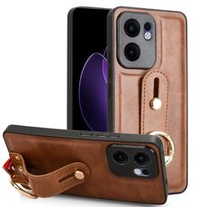 Per OPPO Reno13 F 5G Custodia in pelle con cinturino posteriore per telefono (marrone)