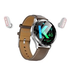 X10 Cuffie Smart Watch 1.39 pollici Braccialetto impermeabile, Supporto chiamata Bluetooth / NFC / Frequenza cardiaca (argento + pelle marrone)