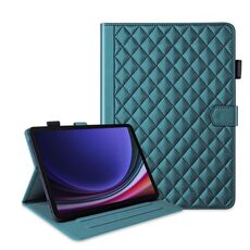 Per Samsung Galaxy Tab S10 FE+ Custodia per tablet in pelle con reticolo a rombo (verde scuro)