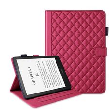 Per Amazon Kindle Paperwhite 12a generazione 2024 Custodia per tablet in pelle a reticolo romboidale (rosso)
