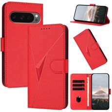 Per Google Pixel 10 Pro XL Custodia per telefono in pelle con fibbia a motivo triangolare (rosso)