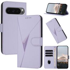 Per Google Pixel 10 Pro XL Custodia in pelle con fibbia a motivo triangolare (viola chiaro)
