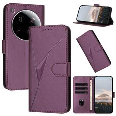 Per Xiaomi 15 Ultra Custodia per telefono in pelle con fibbia a motivo triangolare (viola scuro)