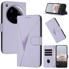 Per Xiaomi 15 Ultra Custodia per telefono in pelle con fibbia a motivo triangolare (viola chiaro)