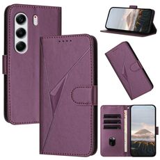 Per Tecno Camon 40 Pro 4G Custodia in pelle con fibbia a motivo triangolare (viola scuro)