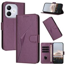 Custodia per telefono in pelle con fibbia a motivo triangolare per Honor 400 Lite (viola scuro)